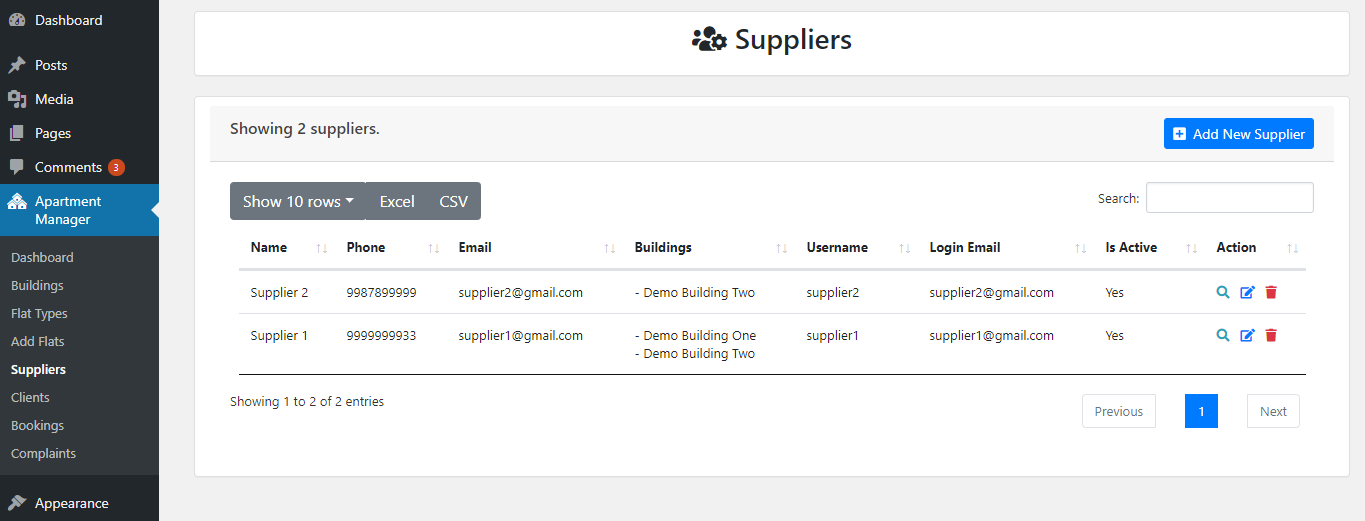 Admin Suppliers